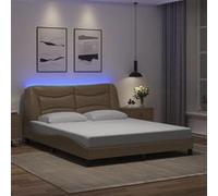 vidaXL Cadre de lit avec lumières LED cappuccino 160x200 cm similicuir