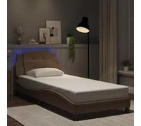 vidaXL Bedframe met LED-verlichting kunstleer cappuccino 90x200 cm3214086 Cappuccino G