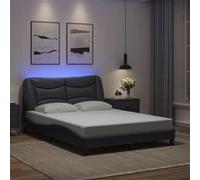 vidaXL Cadre de lit avec lumières LED gris 140x190 cm similicuir