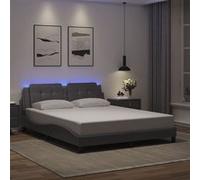 vidaXL Cadre de lit avec lumières LED gris 160x200 cm similicuir