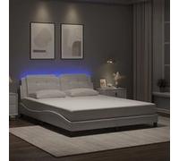 vidaXL Cadre de lit avec lumières LED blanc 160x200 cm similicuir