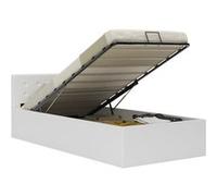 vidaXL Bedframe met opslag hydraulisch kunstleer wit 100x200 cm285517 Blanc G