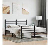 vidaXL Bedframe met voetbord zonder matras metaal zwart 160x200 cm352340 Noir G
