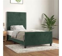vidaXL Cadre de lit avec tête de lit Vert foncé 100x200 cm Velours