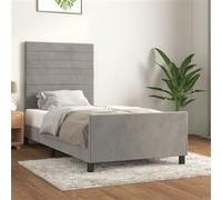 vidaXL Cadre de lit avec tête de lit Gris clair 100x200 cm Velours