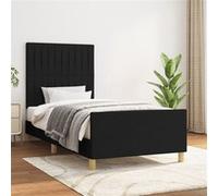 vidaXL Cadre de lit avec tête de lit Noir 100x200 cm Tissu