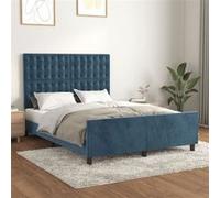 vidaXL Cadre de lit sans matelas bleu foncé 140x190 cm velours