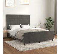 vidaXL Cadre de lit avec tête de lit Gris foncé 140x200 cm Velours