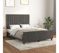vidaXL cadre de lit velours gris foncé