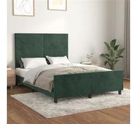 vidaXL Cadre de lit 140x200 cm - Vert foncé velours