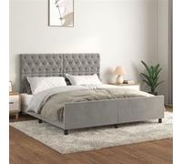 VidaXL Cadre de Lit 160x200 - Gris Clair Velours