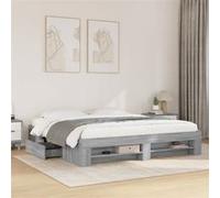 vidaXL Cadre de lit sans matelas sonoma gris 180x200 cm