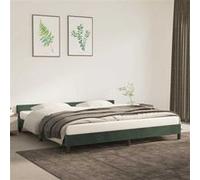 vidaXL Cadre de lit avec tête de lit Vert foncé 200x200 cm Velours