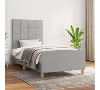 vidaXL Cadre de lit avec tête de lit Gris clair 90x200 cm Tissu