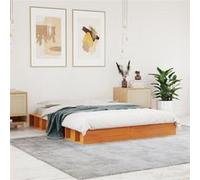 vidaXL Cadre de Lit, Sommier à Lattes, Lit Double, Lit Adulte de Chambre à Coucher, Moderne, Cire Marron 120x200 cm Bois de Pin Massif