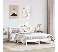 vidaXL Bedframe zonder matras massief grenenhout wit 150x200 cm3306145 Blanc G