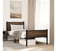vidaXL Cadre de lit métal 80x200 cm, tête et pied de lit, marron couleur chêne, sans matelas