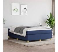 vidaXL Cadre de lit rembourré avec sommier à lattes Bleu 140x190 cm Tissu