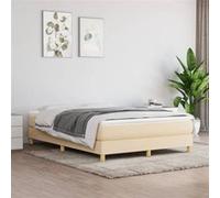 vidaXL Cadre de lit rembourré à lattes Tissu crème 140x200 cm