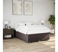 vidaXL Cadre de lit Marron foncé 140x190 cm Tissu, sommier, Cadre de lit Plateforme, Cadre de lit rembourré, Meuble de Chambre à Coucher