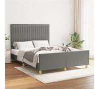vidaXL Bedframe zonder matras stof donkergrijs 140x190 cm3125212 Gris G