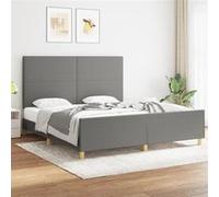 vidaXL Cadre de lit avec tête de lit Gris foncé 180 x 200 cm Tissu
