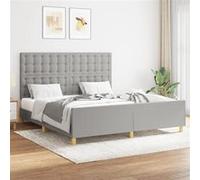 vidaXL Bedframe zonder matras stof lichtgrijs 160x200 cm3125389 Gris G