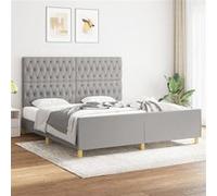vidaXL Cadre de lit avec tête de lit Gris clair 180x200 cm