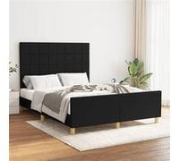 vidaXL Cadre de lit avec tête de lit Noir 140x200 cm Tissu