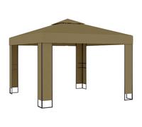 vidaXL Belvédère avec double toit 3x3x2,7 m Taupe 180 g/m²