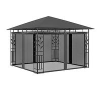 vidaXL Belvédère avec Moustiquaire Tonnelle Chapiteau de Jardin Tente de Réception de Patio Pavillon d'Extérieur 3x3x2,73 m Anthracite 180 g/m²