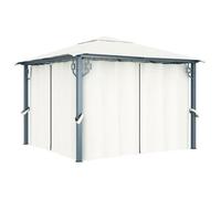 vidaXL Belvédère avec Rideau Chapiteau de Jardin Pavillon de Patio Tonnelle de Terrasse Belvédère de Jardin 300x300 cm Crème 48042