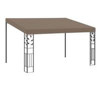 vidaXL Belvédère Mural Tonnelle de Jardin Pavillon de Patio Chapiteau d'Extérieur Belvédère de Jardin Tente de Réception Terrasse 4x3x2,5 m Taupe Taupe G