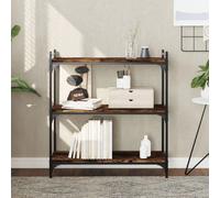 vidaXL Bibliothèque à 3 Niveaux, Étagère à Livres avec Pieds Réglables, Meuble à Livres avec Rangement Salon, Industriel, Chêne Fumé Bois d'Ingénierie