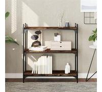 vidaXL Bibliothèque à 3 niveaux 80x30x86 cm – Chêne fumé, bois d'ingénierie, pieds réglables