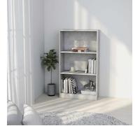 vidaXL Bibliothèque 3 niveaux – Bois d'ingénierie Gris béton 60x24x109 cm