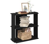 vidaXL Bibliothèque à 3 Niveaux Noir 60x30x80 cm Bois d'ingénierie, étagère, étagère à Livres, étagère de Rangement, Armoire de Rangement