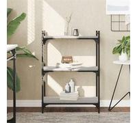 vidaXL Bibliothèque à 3 Niveaux, Étagère à Livres avec Pieds Réglables, Meuble de Rangement Bureau Salon, Industriel, Sonoma Gris Bois d'Ingénierie
