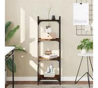 vidaXL Bibliothèque à 4 Niveaux, Étagère à Livres avec Pieds Réglables, Meuble à Livres avec Rangement Salon, Industriel, Chêne Fumé Bois d'Ingénierie