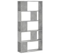 vidaXL Bibliothèque 5 Niveaux Gris béton Bois d'ingénierie, étagère, étagère à Livres, Support de Livre, Armoire de Rangement, étagère de Rangement