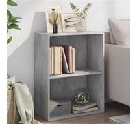 vidaXL Bibliothèque à 2 Niveaux Etagères à Livres Meuble à Livres Meuble de Rangement Stockage Salon Maison Gris Béton 60x30x76,5 cm Aggloméré