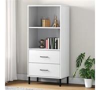 vidaXL Bibliothèque à 2 tiroirs Blanc 60x35x128,5 cm Bois massif OSLO, étagère à livres, casier à livres, étagère en bois, rangement de livres Blanc G