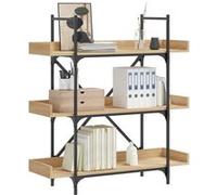 vidaXL Bibliothèque à 3 Niveaux, Étagère à Livres avec Pieds, Meuble à Livres avec Rangement Salon, Industriel, Chêne Sonoma Bois d'Ingénierie