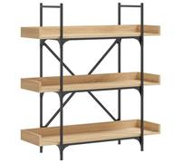 vidaXL Bibliothèque à 3 Niveaux, Étagère à Livres avec Pieds, Meuble à Livres avec Rangement Salon, Industriel, Chêne Sonoma Bois d'Ingénierie