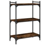 vidaXL Bibliothèque à 3 Niveaux, Étagère à Livres avec Pieds Réglables, Meuble de Rangement Bureau Salon, Industriel, Chêne Fumé Bois d'Ingénierie