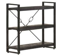 vidaXL Bibliothèque à 3 niveaux Noir 90x30x80 cm Bois de manguier Marron