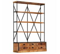 vidaXL Bibliothèque 4 étagères avec 6 tiroirs – Manguier – 122x36x181 cm