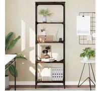 vidaXL Bibliothèque à 5 Niveaux, Étagère à Livres avec Pieds Réglables, Meuble à Livres avec Rangement Salon, Industriel, Chêne Fumé Bois d'Ingénierie