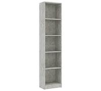 vidaXL Bibliothèque à 5 Niveaux, Meuble de Rangement avec Compartiment, Armoire à Livres Salon Salle de Séjour Intérieur, Moderne, Gris Béton Bois d’Ingénierie