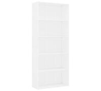 vidaXL Bibliothèque à 5 Niveaux, Meuble de Rangement avec Étagère, Armoire à Livres Salon Salle de Séjour Intérieur, Moderne, Blanc Bois d’Ingénierie